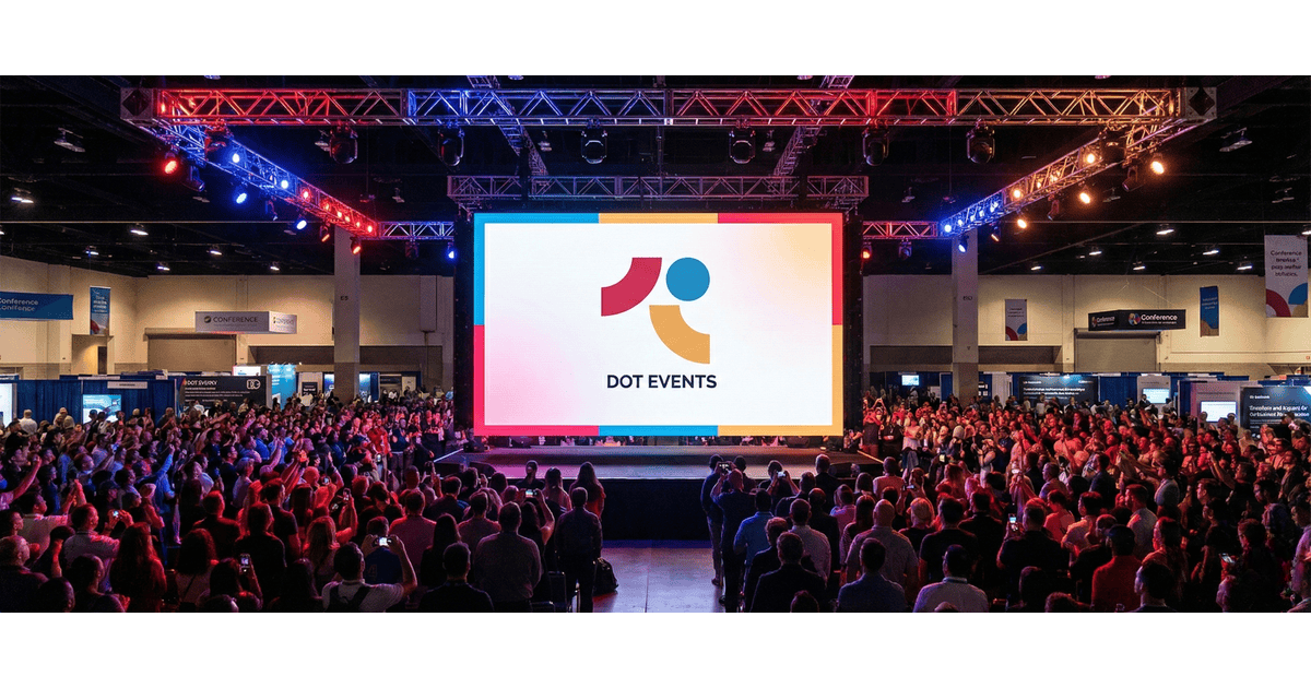 Corporate conference event in a large venue with LED screens, stage lighting, and full audience seating – event production setup in Jordan