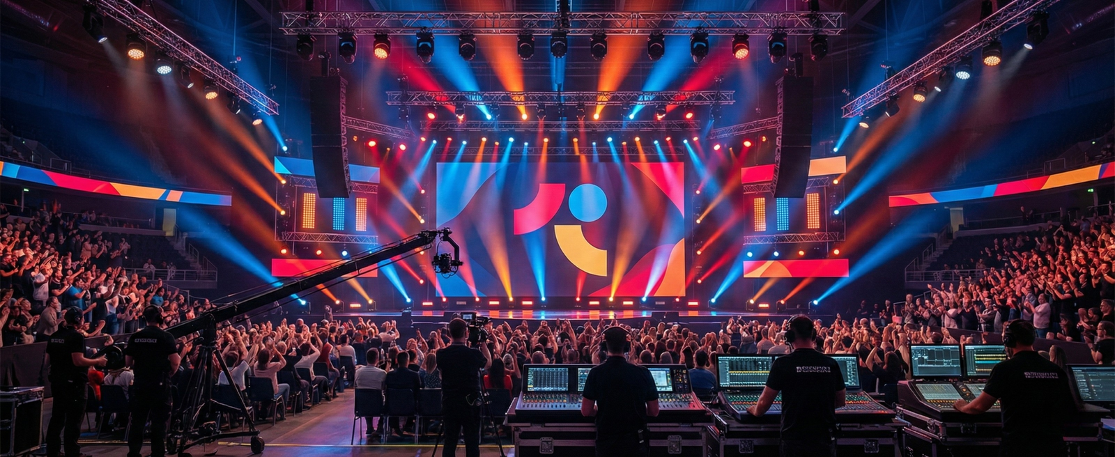 event services in jordan with stage, LED screens, and Dot Event branding