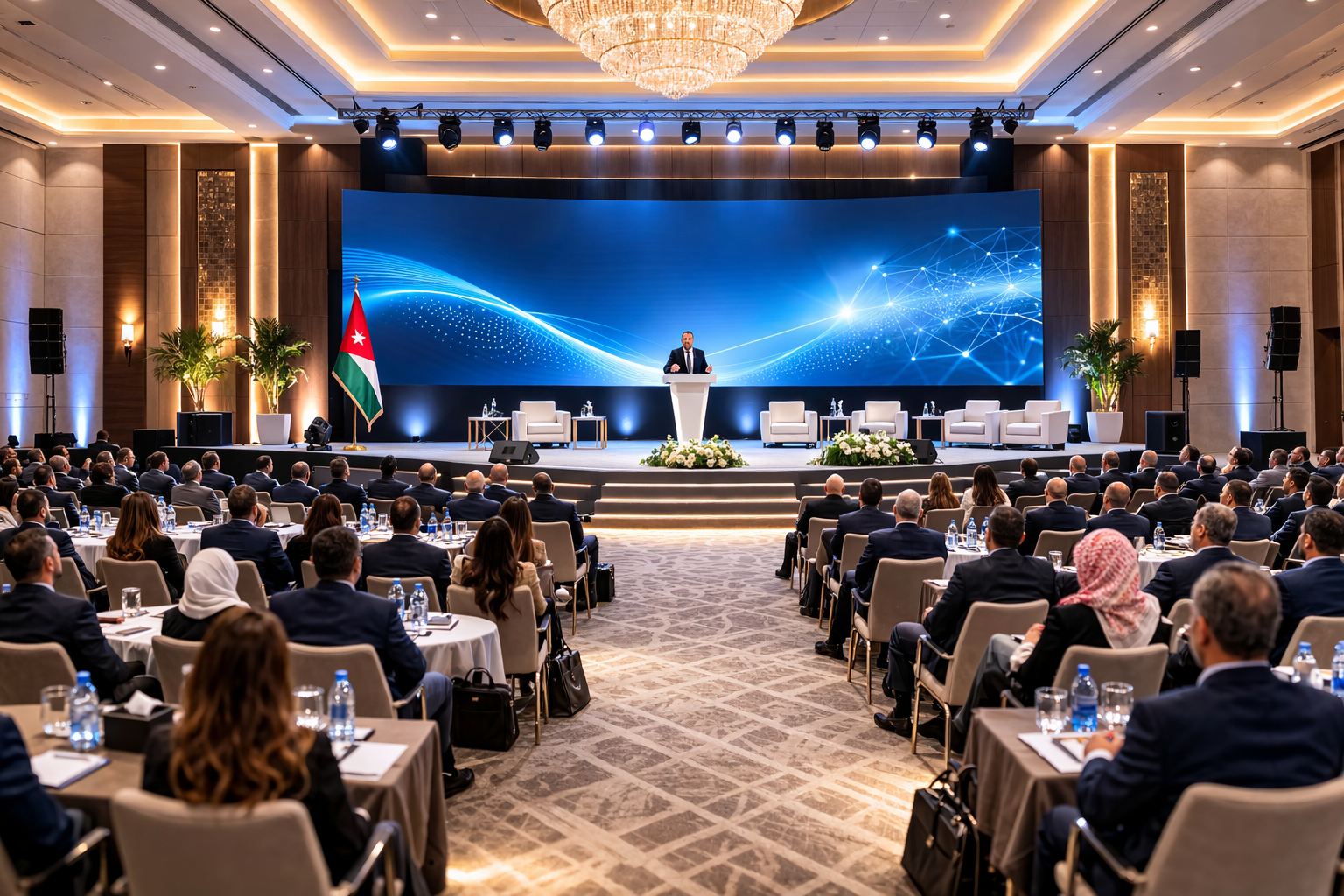 conference production in jordan large corporate stage with LED and professional lighting