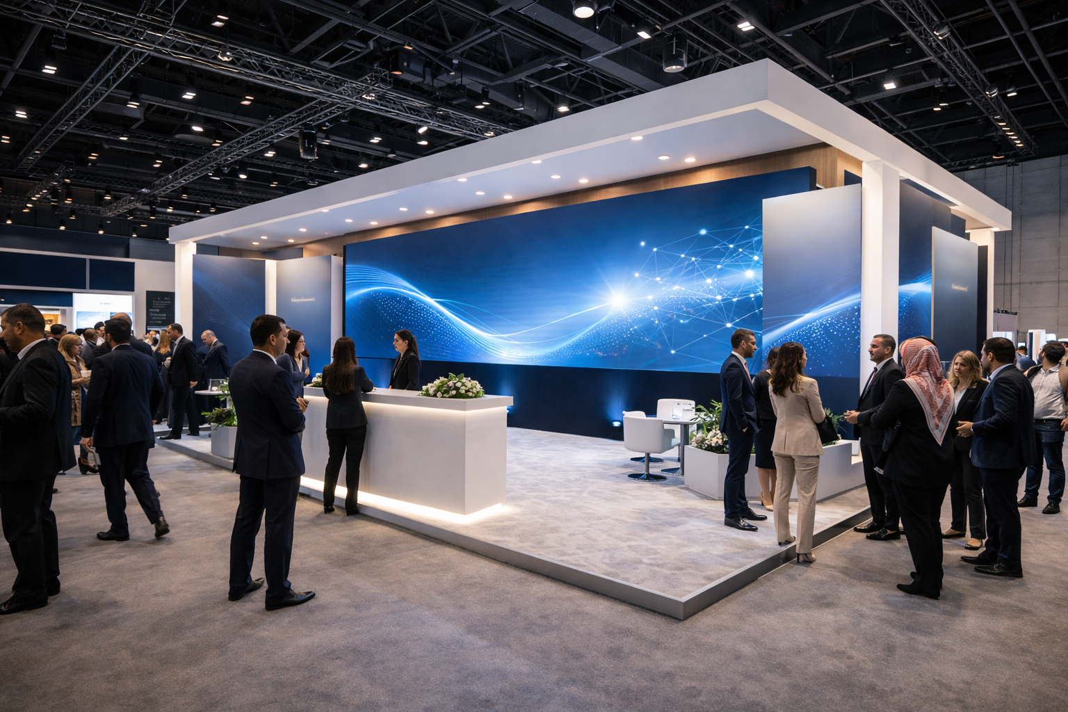 تصميم ستاندات معارض في الأردن جناح عرض مخصص داخل معرض تجاري