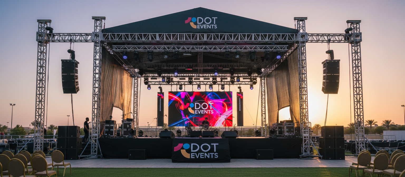 event rental in jordan corporate stage with LED wall and lighting system