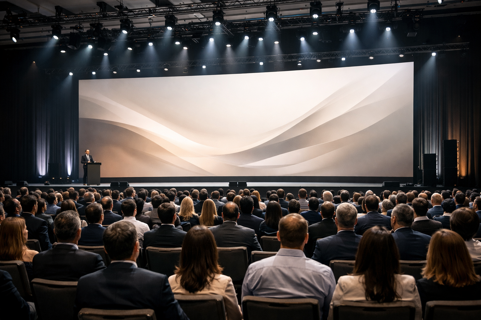 conference events in jordan inside a professional corporate conference hall with audience and keynote stage