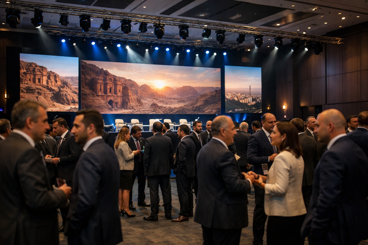 corporate events in jordan conference stage setup