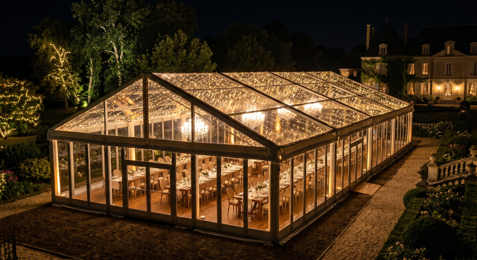 Clear-Top Event Tent Rental Jordan for Evening Galas
